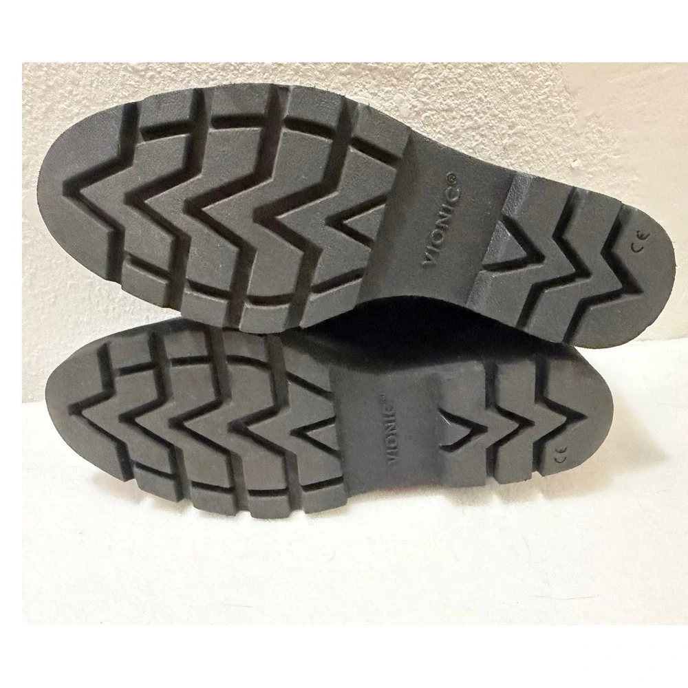 Vionic Willa Wedge Loafers Womens 9 Black Water Repellent Leather Lug